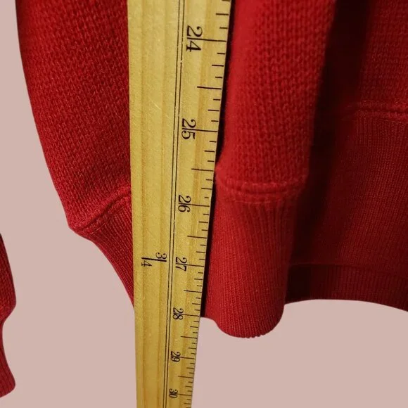 Elkhan Red Crewneck Sweater 100% Cotton Knit Pullover RedLarge